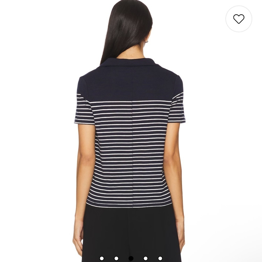 Rag and bone The Knit Stripe Polo Top in Navy & Ivory - Picture 3 of 8